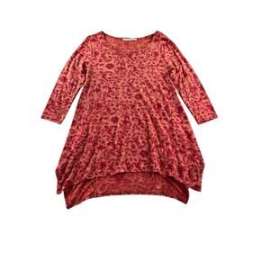 Peruvian Connection Tunic Womens S 3/4 Sleeve Classic Top Floral Pima Cotton